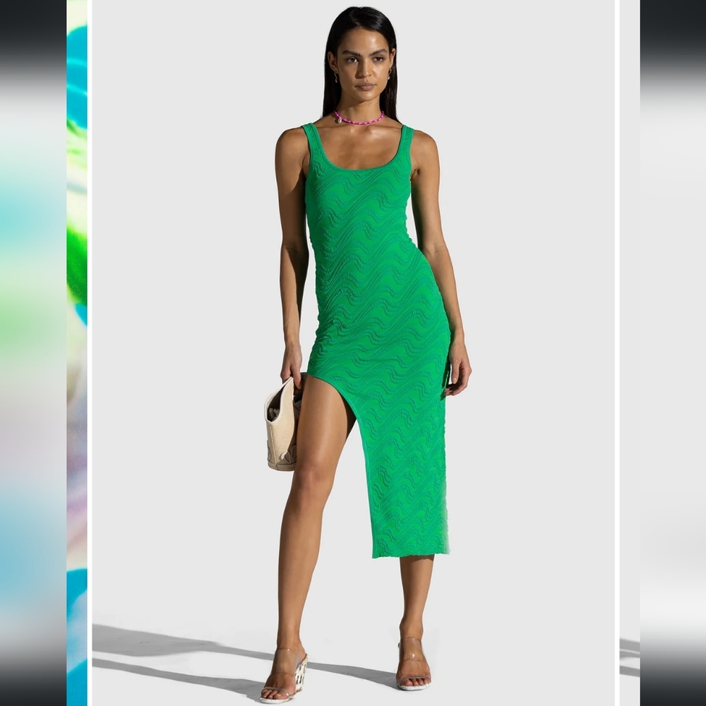 NEW Wailele Wave Knit Dress Emerald